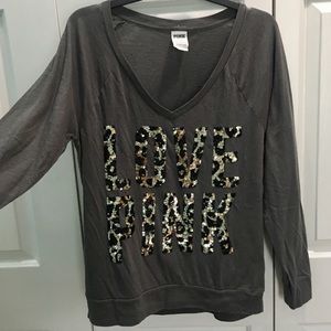 Victoria Secret charcoal long sleeve w/ sequins